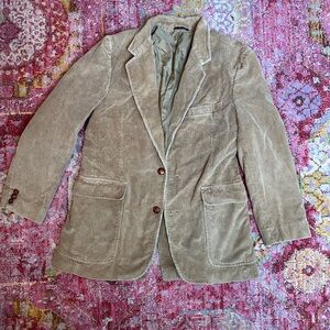 VTG Jordache Mens Tan Corduroy Blazer Jacket Size 38R Two Button Classic Preppy
